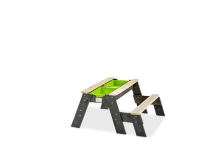 Exit Toys Aksent table d'activitÃ©s sable et eau et de pique-nique avec banc et couvercle 94x94 cm