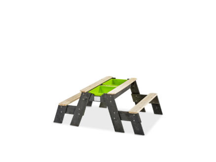 Exit Toys Aksent table d'activitÃ©s sable et eau et de pique-nique avec bancs et couvercle 120x94 cm