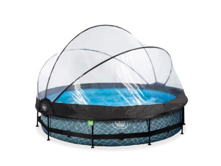 Exit Toys Stone zwembad met overkapping 360x76 cm + filterpomp