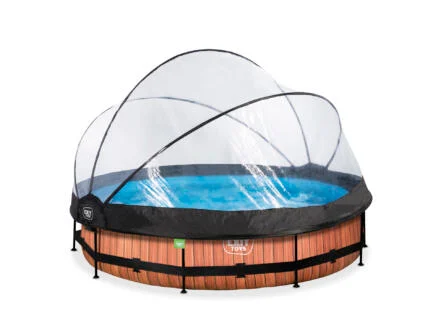 Exit Toys Wood zwembad met overkapping 360x76 cm + filterpomp