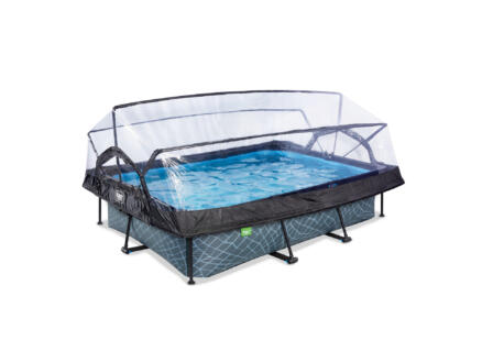 Exit Toys Stone piscine avec d?me 300x200x65 cm + pompe filtrante