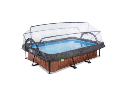 Exit Toys Wood piscine avec d?me 300x200x65 cm + pompe filtrante