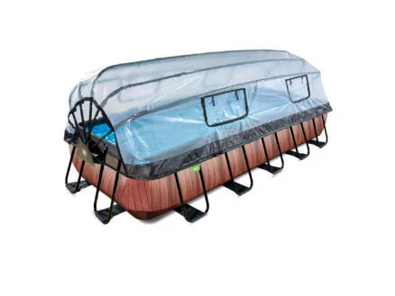 Exit Toys Wood piscine avec d?me 540x250x100 cm + pompe Ã  chaleur