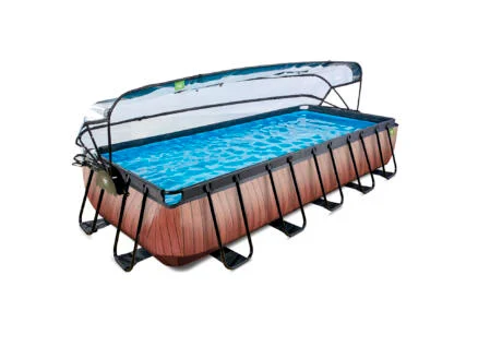 Exit Toys Wood piscine avec d?me 540x250x100 cm + pompe Ã  chaleur