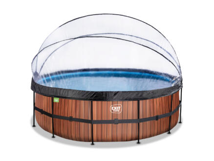Exit Toys Wood piscine avec d?me 450x122 cm + pompe Ã  chaleur