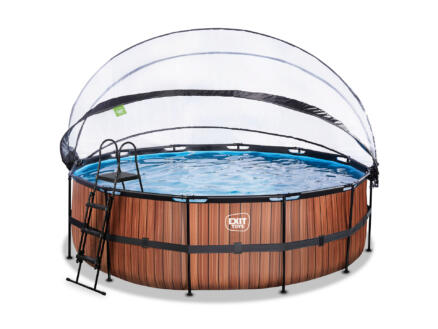 Exit Toys Wood piscine avec d?me 450x122 cm + pompe Ã  chaleur