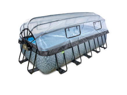 Exit Toys Stone piscine avec d?me 540x250x122 cm + pompe Ã  chaleur