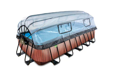 Exit Toys Wood piscine avec d?me 540x250x122 cm + pompe Ã  chaleur