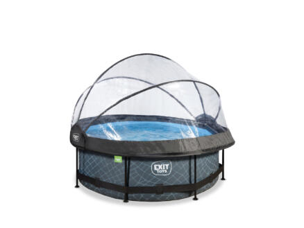 Exit Toys Stone piscine avec d?me 244x76 cm + pompe filtrante