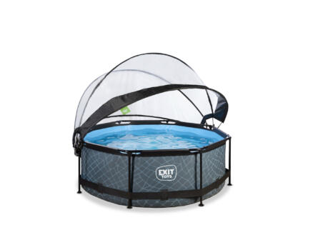 Exit Toys Stone piscine avec d?me 244x76 cm + pompe filtrante