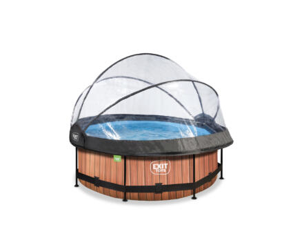 Exit Toys Wood piscine 244x76 cm avec d?me + pompe filtrante