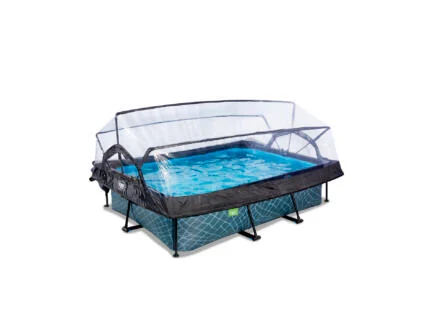 Exit Toys Stone piscine avec d?me 220x150x65 cm + pompe filtrante