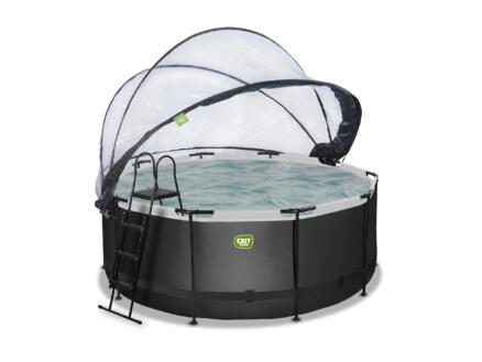 Exit Toys Black Leather piscine avec d?me 360x122 cm + pompe à chaleur