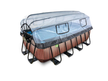Exit Toys Wood piscine avec d?me 400x200x122 cm