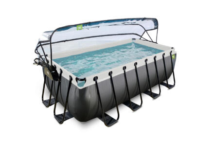 Exit Toys Black Leather piscine avec d?me 400x200x122 cm