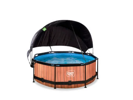 Exit Toys Wood zwembad 244x76 cm + filterpomp + schaduwdoek