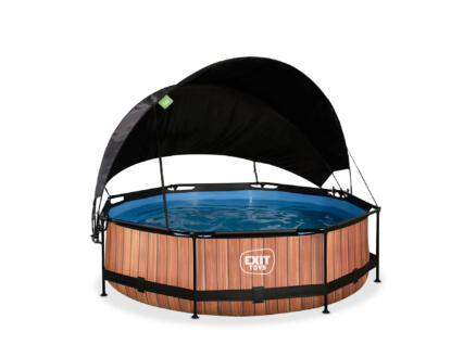 Exit Toys Wood zwembad 300x76 cm + filterpomp + schaduwdoek
