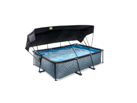 Exit Toys Stone piscine 220x150x65 cm + pompe filtrante + voile d'ombrage