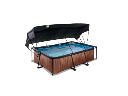 Exit Toys Wood piscine 220x150x65 cm + pompe filtrante + voile d'ombrage