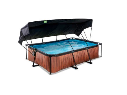Exit Toys Wood zwembad 300x200x65 cm + filterpomp + schaduwdoek