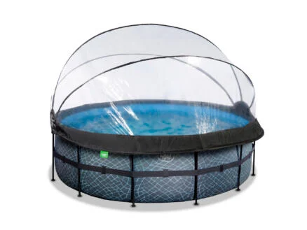 Exit Toys Stone zwembad met overkapping 427x122 cm + warmtepomp
