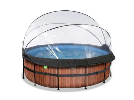 Exit Toys Wood piscine avec d?me 427x122cm + pompe Ã  chaleur