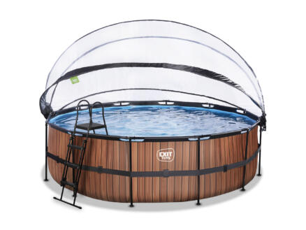 Exit Toys Wood piscine avec d?me 488x122 cm + pompe Ã  chaleur