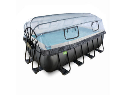 Exit Toys Black Leather zwembad met overkapping 400x200x122 cm + warmtepomp