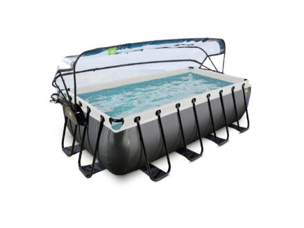 Exit Toys Black Leather piscine avec d?me 400x200x100 cm + pompe à chaleur