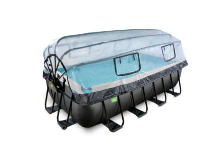 Exit Toys Black Leather zwembad met overkapping 400x200x100 cm + warmtepomp