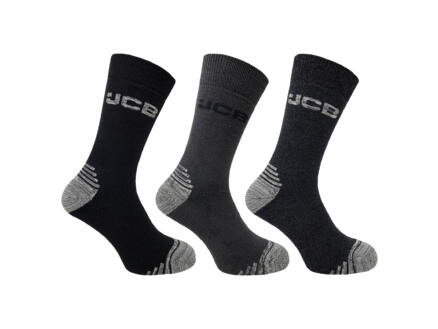 JCB Tradesman chaussettes de travail 44-47 noir 3 paires