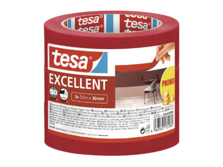 Tesa Excellent ruban de masquage 50m x 30mm rouge