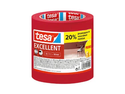 Tesa Excellent ruban de masquage 50m x 50mm rouge