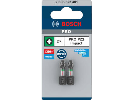 Bosch Professional Impact Control embout de vissage PZ2 25mm 2 piÃ¨ces