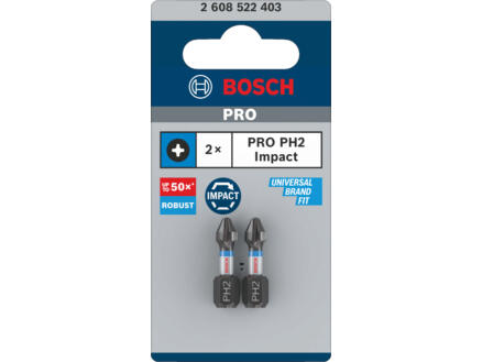 Bosch Professional Impact Control embout de vissage PH2 25mm 2 piÃ¨ces