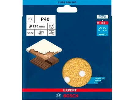 Bosch Professional Expert C470 schuurpapier 125mm K40 5 stuks