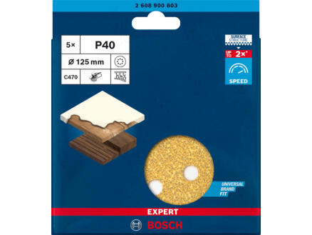 Bosch Professional Expert C470 papier abrasif 125mm G40 5 piÃ¨ces
