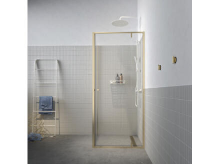 Sealskin Contour porte de douche pivotante avec paroi latÃ©rale 90x90x200 cm verre transparent or