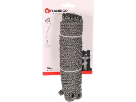 Flamingo dressuurlijn hond 10m 6mm nylon grijs