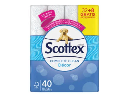 Scottex Complete Clean DÃ©cor WC-papier 32+8 gratis