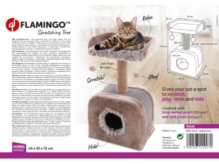 Flamingo Oscar krabpaal 45x33x73,5 cm taupe