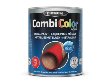  Rust-oleum CombiColor Aqua metaalverf hoogglans 0,75l vuurrood