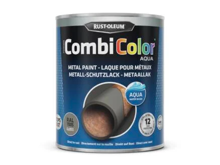  Rust-oleum CombiColor Aqua metaalverf hoogglans 0,75l muisgrijs