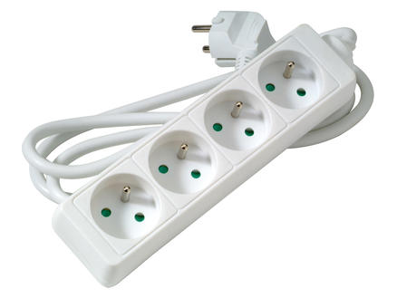  Profile Bloc multiprise promo line 4x avec cable 1,5m blanc