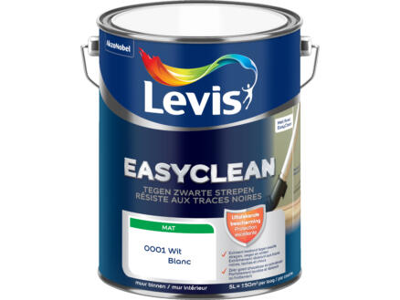 Levis EasyClean peinture murale rÃ©siste aux traces noires mat 5l blanc