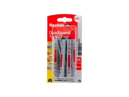 Fischer DuoXpand T constructieplug 10x80 mm met vijs 4 stuks