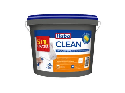 Hubo muurverf clean mat 5+1 l wit
