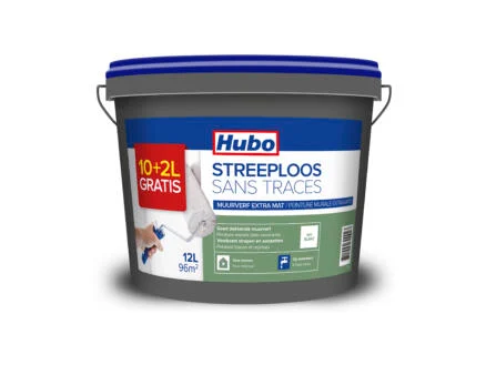 Hubo muurverf streeploos 10+2l wit