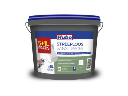 Hubo muurverf streeploos 5+1l wit