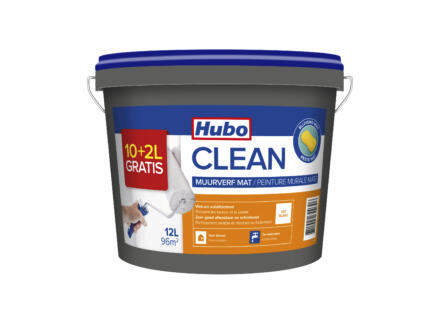 Hubo muurverf clean mat 10+2 l wit